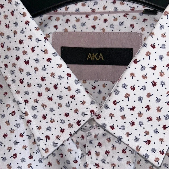 AKA Men shirt,NWT,slim fit, small,Mini floral print ,long sleeve,100 cotton - Picture 1 of 11